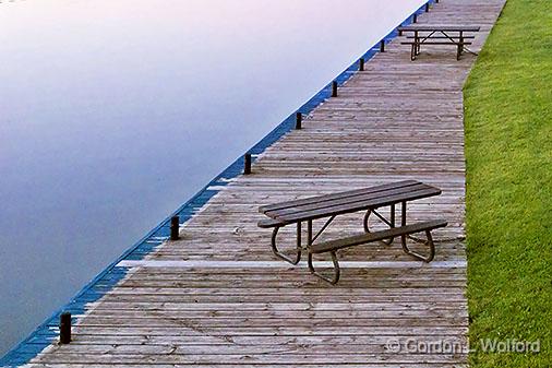 Canal Picnic Tables At Dawn_DSCF03581.jpg - Photographed along the Rideau Canal Waterway near Smiths Falls, Ontario, Canada.